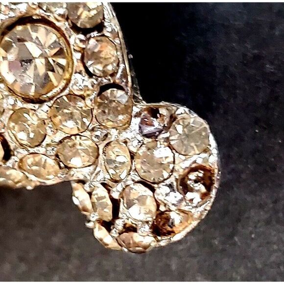 VTG Brooch Teddy Bear Rhinestone Silver Tone Bling Crystal Pin Sparkle Shine Pin - Picture 11 of 11